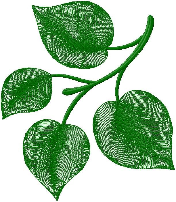 Elegant Green Leaf Branch Embroidery Design