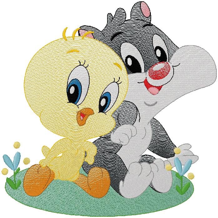 Cute Bird & Bunny Friends Embroidery Design