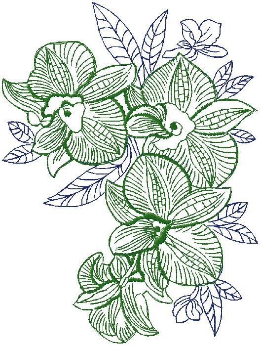 Elegant Orchid Floral Embroidery Design