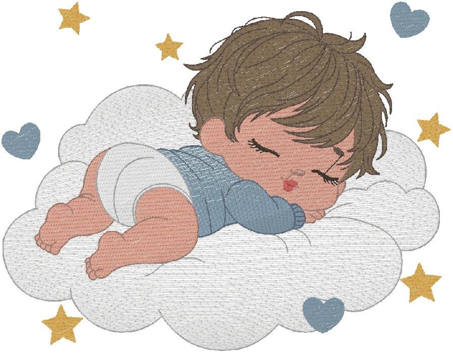 Sleeping Baby on Cloud Embroidery Design