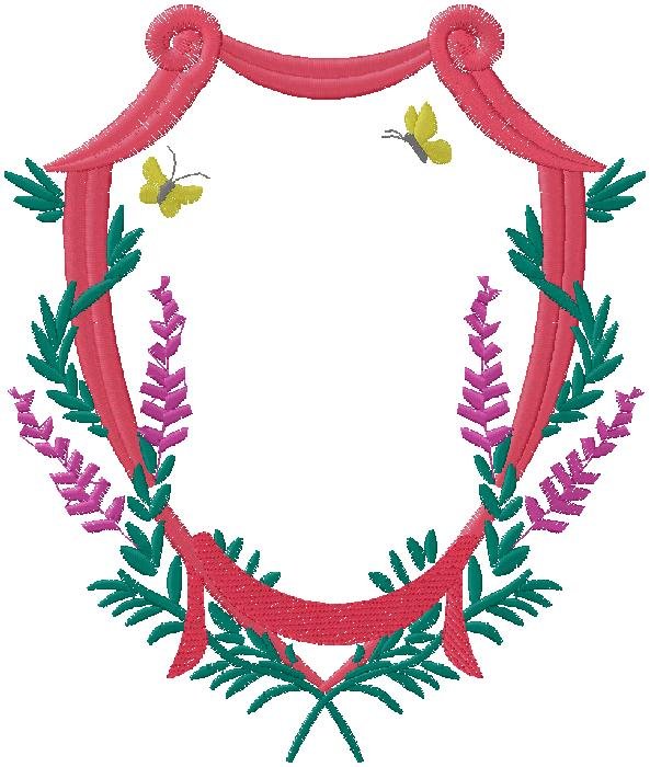 Floral Embroidery Frame with Ribbon Border Design