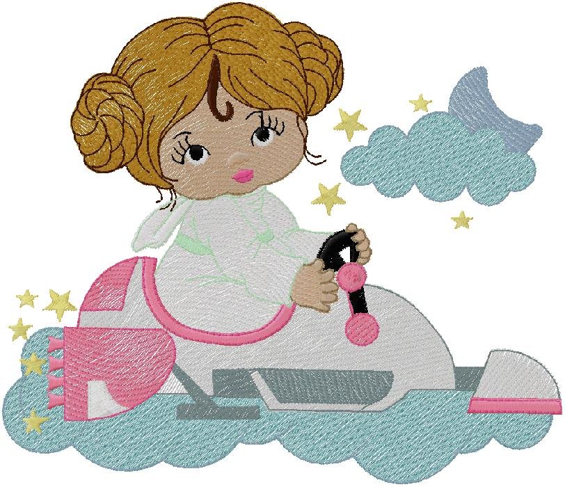 Princess Race Car Embroidery Design