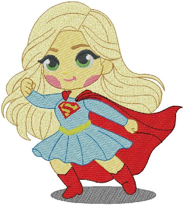 Super Girl Cartoon Embroidery Design –