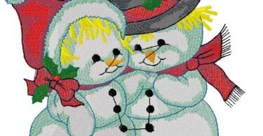 Snowman Couple embroidery design