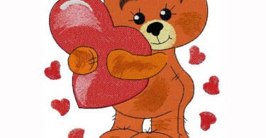 Teddy Heart embroidery design