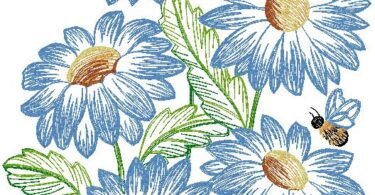 flowers with butterfly embroidery design