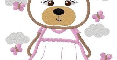 Baby Girl Bear Embroidery Design