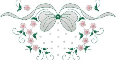 Bow with flowers embroidery design