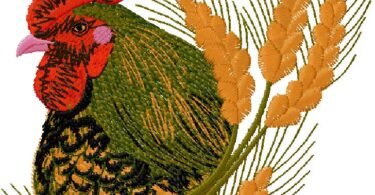 Rooster embroidery design