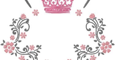 crown with flowers embroidery design
