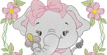 cute B aby Elephant embroidery design