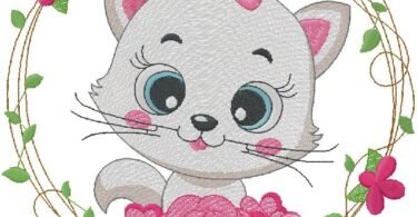 cute Cat Embroidery Design