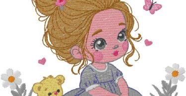 cute baby girl embroidery design