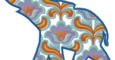 floral Elephaant embroidery design
