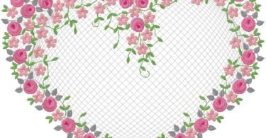 floral heart embroidery design
