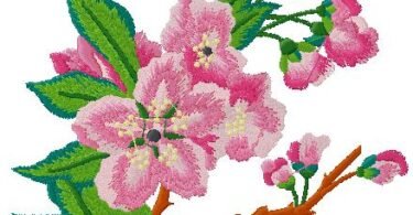flowers with bees Embroidery Design