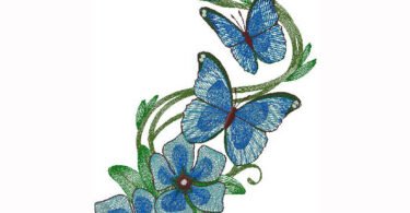 flowers with butterflies embroidery design