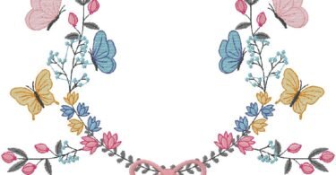 Butterflies with flowers Embroidery Design