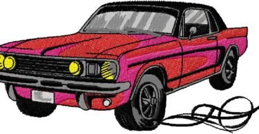 old car embroidery design