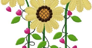 3 flowers embroidery design