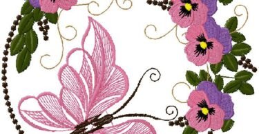 Butterfly Floral Embroidery Design
