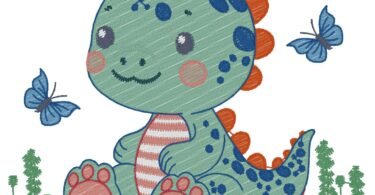 Dino embroidery design