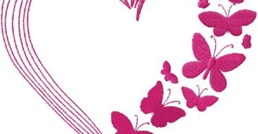 Heart Butterflies Embroidery Design