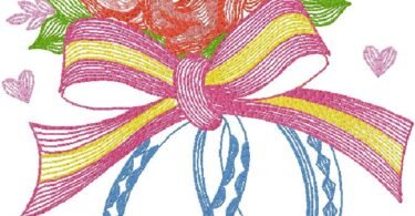 Wedding Rings with Flowers Eembroidery Designs 