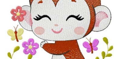 cute Baby Monkey embroidery design