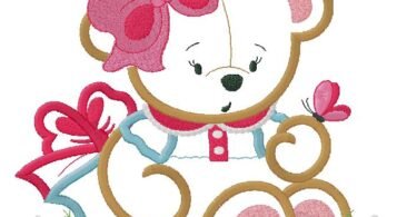 cute Teddy Girl embroidery design