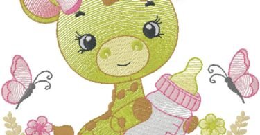 cute baby giraffe embroidery design