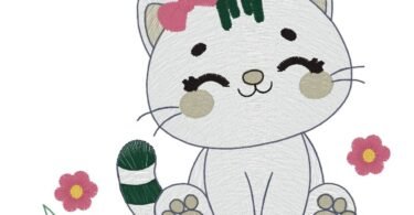 cute cat embroidery design