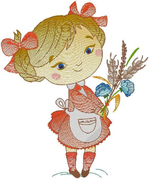 cute girl embroidery design