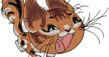 funny cat embroidery design