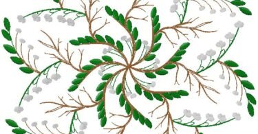 pattern with green grass embroidery design