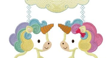unicorns embroidery design