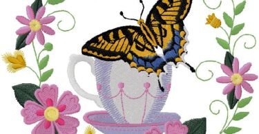 wonderful Butterfly with flowers embroidery design