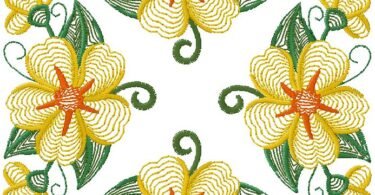yellow floral embroidery design