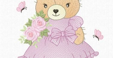 Baby Teddy machine embroidery design