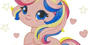 Baby unicorn machine embroidery design