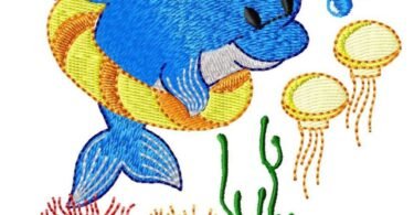 Cute Dolphin Embroidery Design