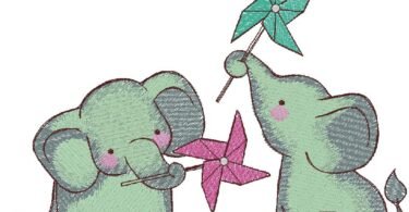Elephants embroidery design for free download