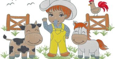 Farmer Girl Embroidery Design