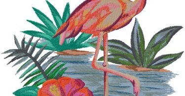 Flamingo machine embroidery design