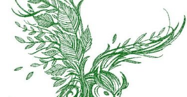 Leaf bird embroidery design
