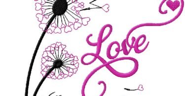 Love machine embroidery design