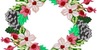 Machine Embroidery Design Christmas floral wreath