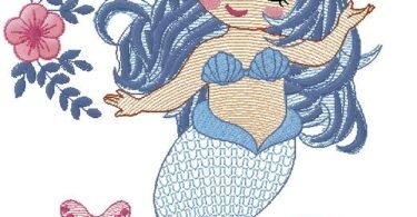 Mermaid machine embroidery design