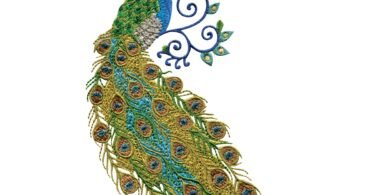 Peacock machine embroidery design
