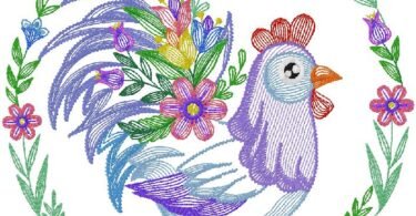 Rooster embroidery design for free download
